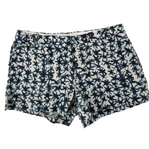 J.Crew Womens Blue White Abstract Starburst‎ 100% Linen Shorts Size 12